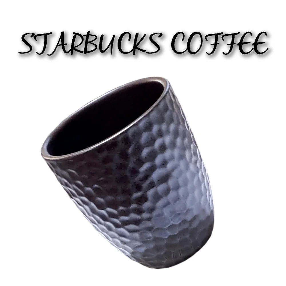 👣 4/$20. Starbucks Black Color with Hammered Textured Accent Mug - Picture 4 of 6